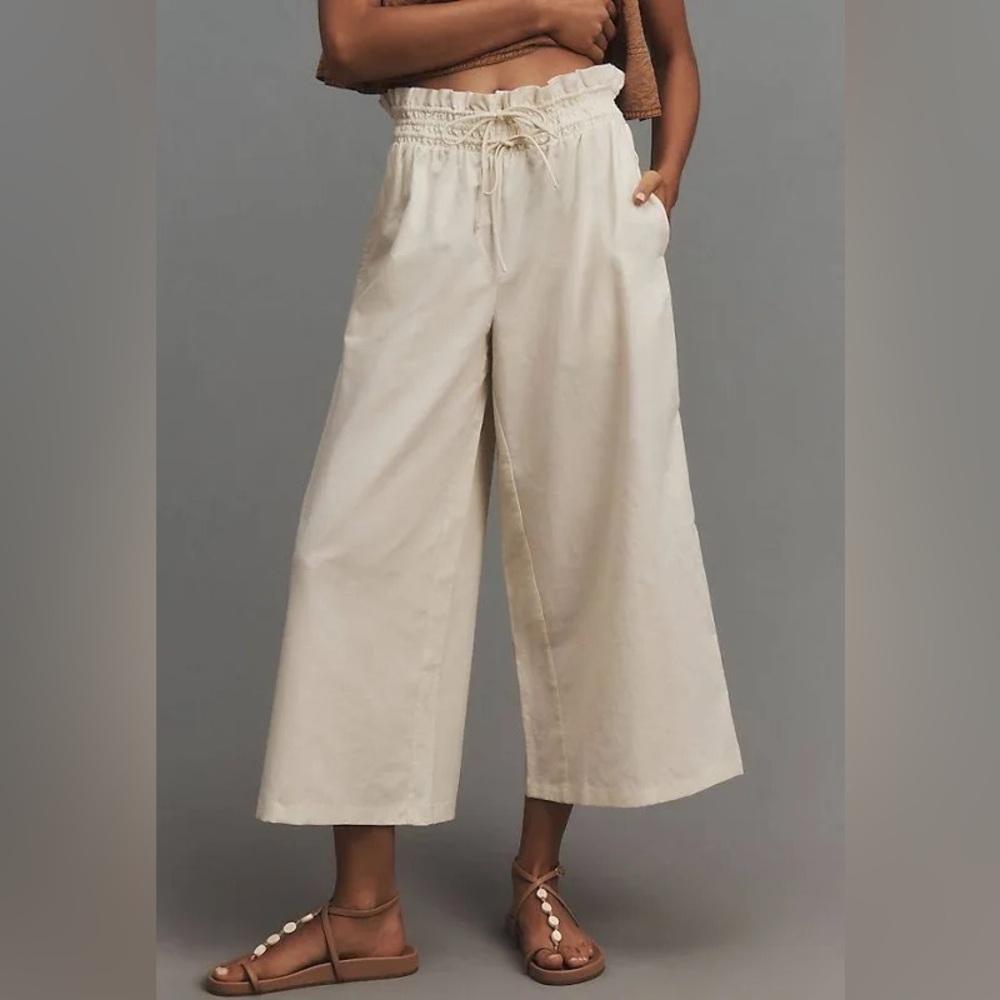 Anthropologie Linen Pull-On Pants